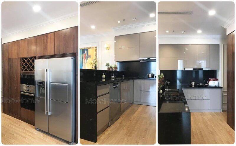 Morehome đã hoàn thành công việc thi công lắp đặt tủ bếp gỗ hiện đại và đẹp trong chung cư Vinhomes Gardenia Mỹ Đình Hà Nội.